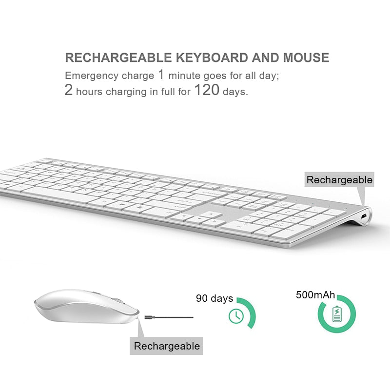 Rechargeable 106 Keycaps Wireless Keyboard and Mouse Set