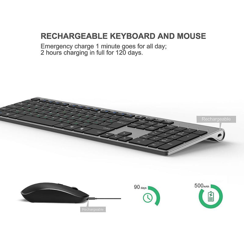 Rechargeable Wireless Standard Keyboard and Mouse Combo